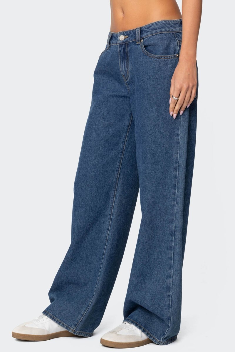 Edikted Raelynn Washed Low Rise Jeans Black Washed | USA GA912521L4