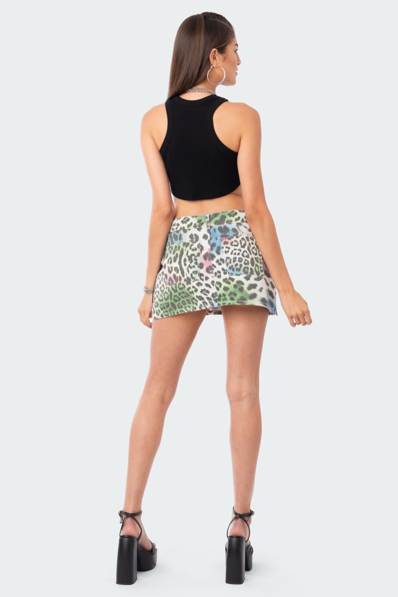 Edikted Rainbow Leopard Denim Skirts Mix | USA FY425052P0