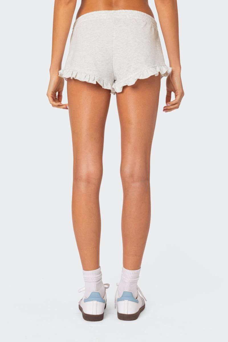 Edikted Randi Ruffled Micro Shorts Gray Melange | USA EA406110M1