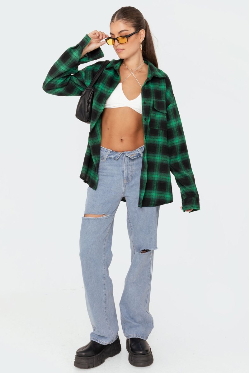 Edikted Raquel Folded Jeans Blue | USA QJ458985K2