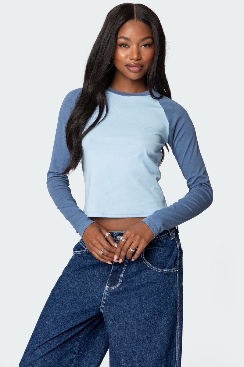 Edikted Raya Long Sleeve Tops Blue | USA JT067836C5