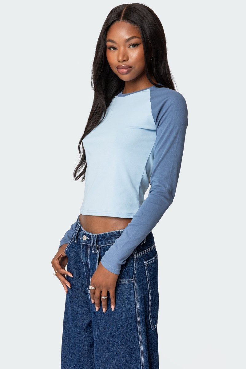Edikted Raya Long Sleeve Tops Blue | USA JT067836C5