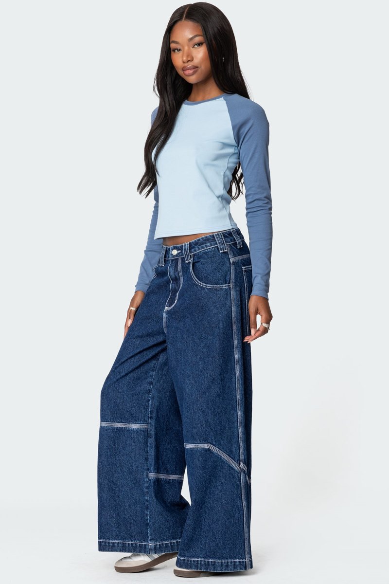 Edikted Raya Long Sleeve Tops Blue | USA JT067836C5