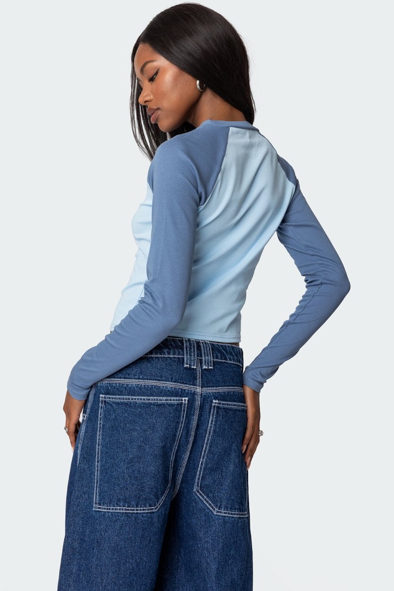 Edikted Raya Long Sleeve Tops Blue | USA JT067836C5