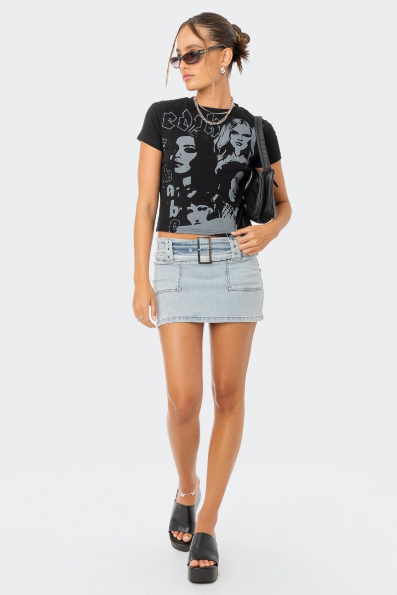 Edikted Read My Face T-Shirt Graphic Tops Black | USA UM831543C0