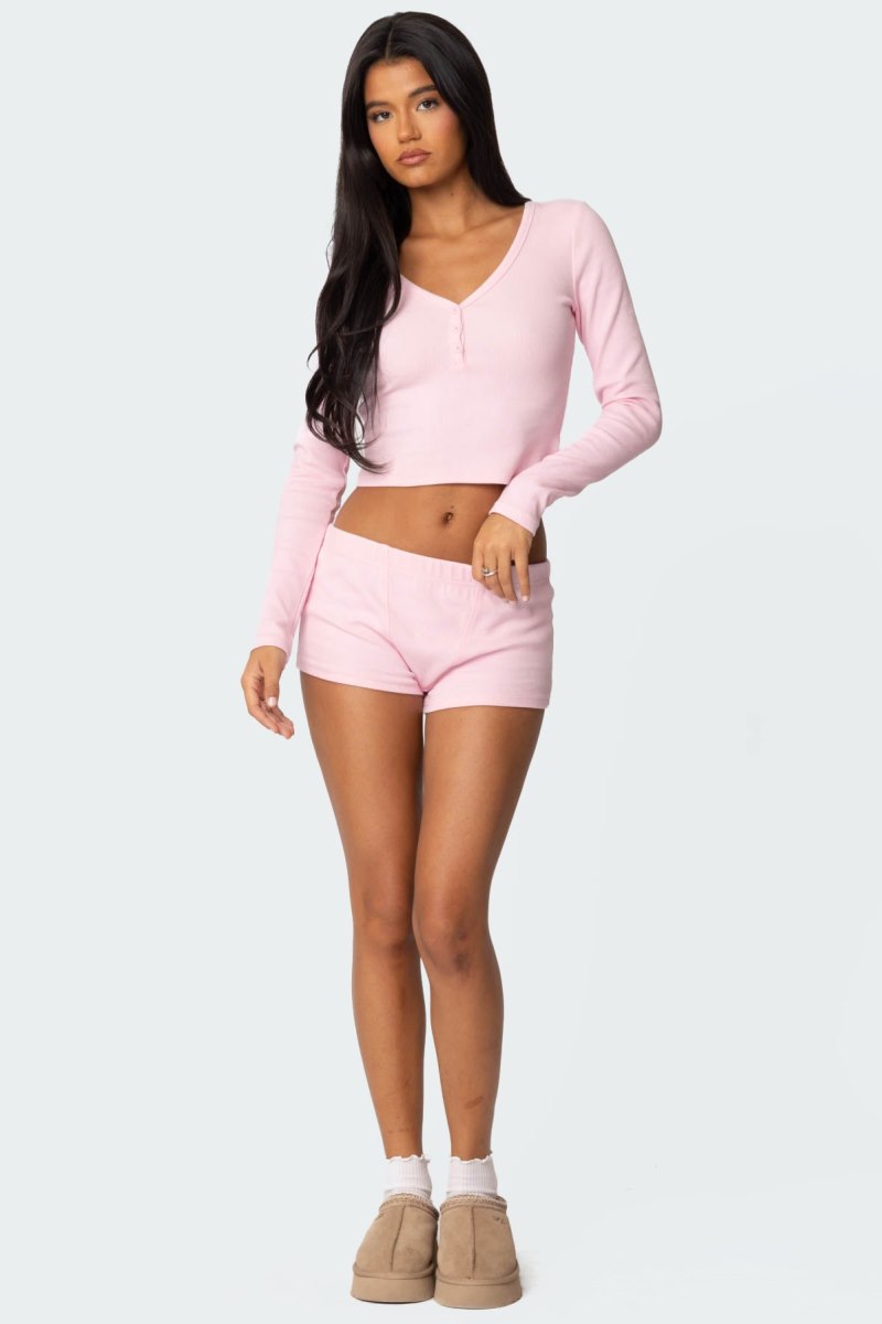 Edikted Rebekah Ribbed Long Sleeve Tops Black | USA TR278327S1