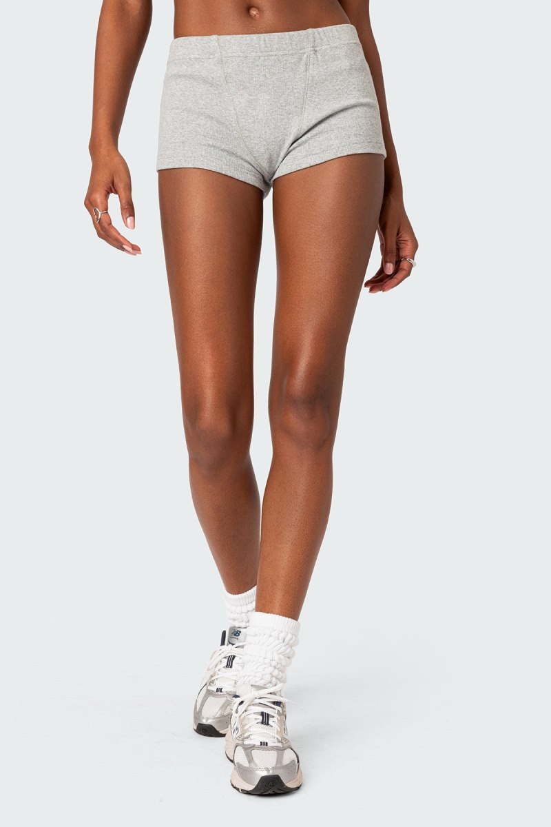 Edikted Rebekah Ribbed Shorts Blue | USA CT388568K1