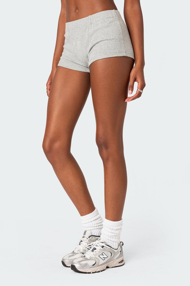 Edikted Rebekah Ribbed Shorts Blue | USA CT388568K1
