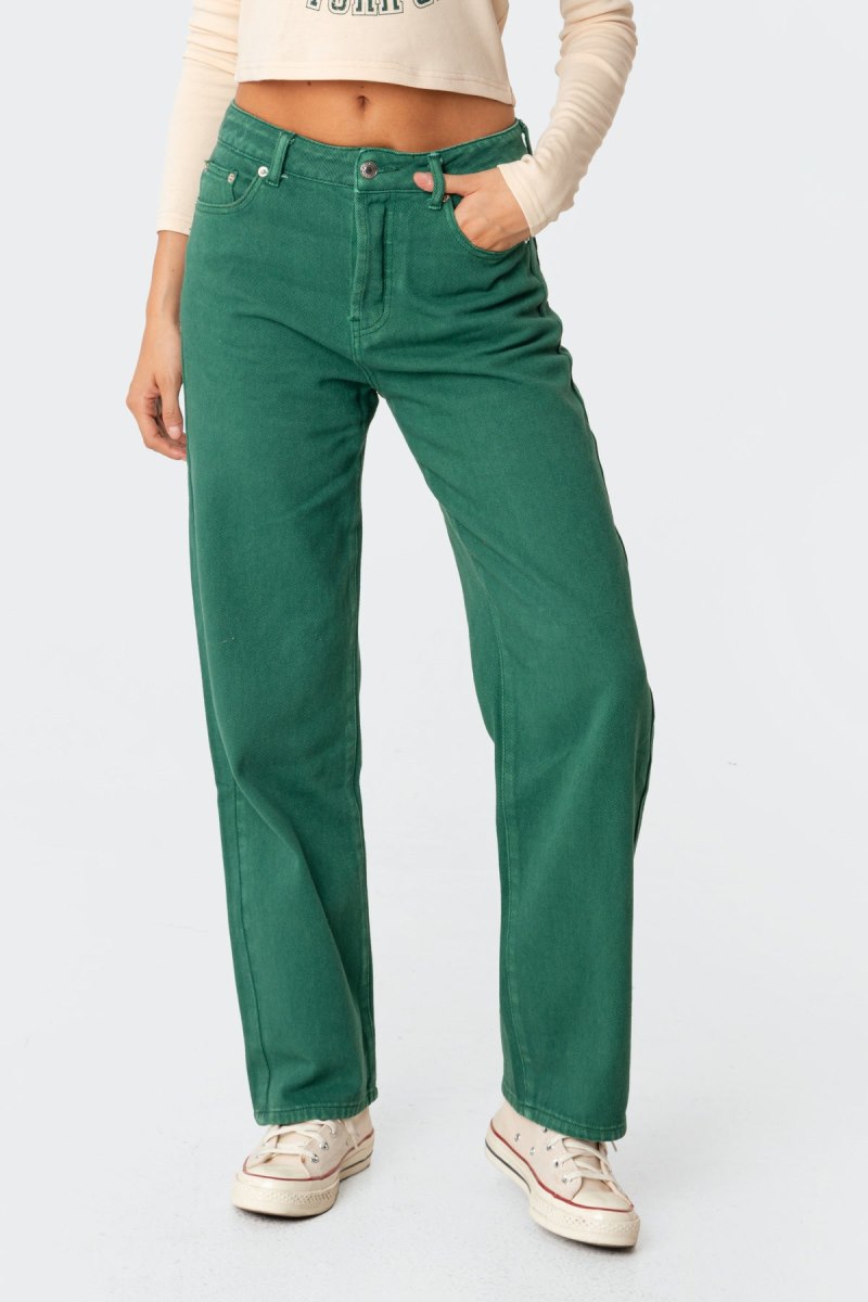 Edikted Reigan Wide-Leg Jeans Green | USA NU940054Z3