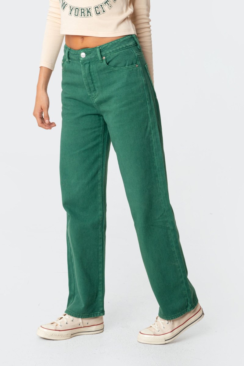 Edikted Reigan Wide-Leg Jeans Green | USA NU940054Z3