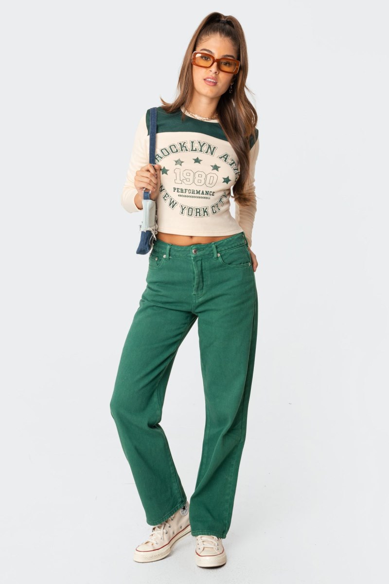 Edikted Reigan Wide-Leg Jeans Green | USA NU940054Z3
