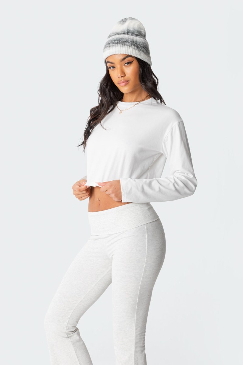 Edikted Remi Long Sleeve Crop Tops White | USA TU728262E5