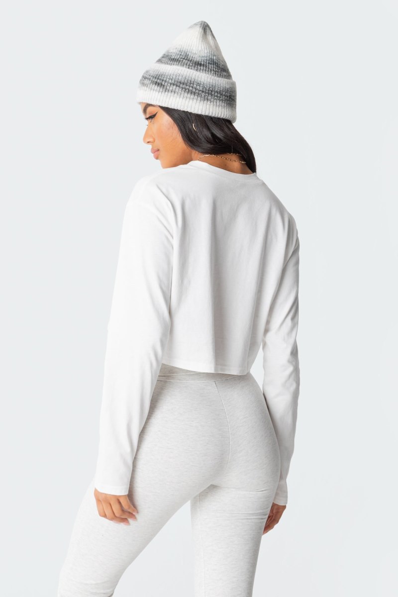 Edikted Remi Long Sleeve Crop Tops White | USA TU728262E5
