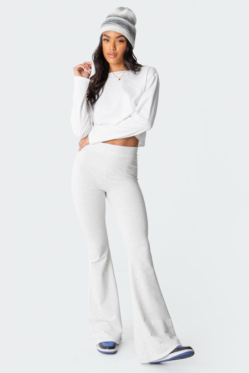 Edikted Remi Long Sleeve Crop Tops White | USA TU728262E5