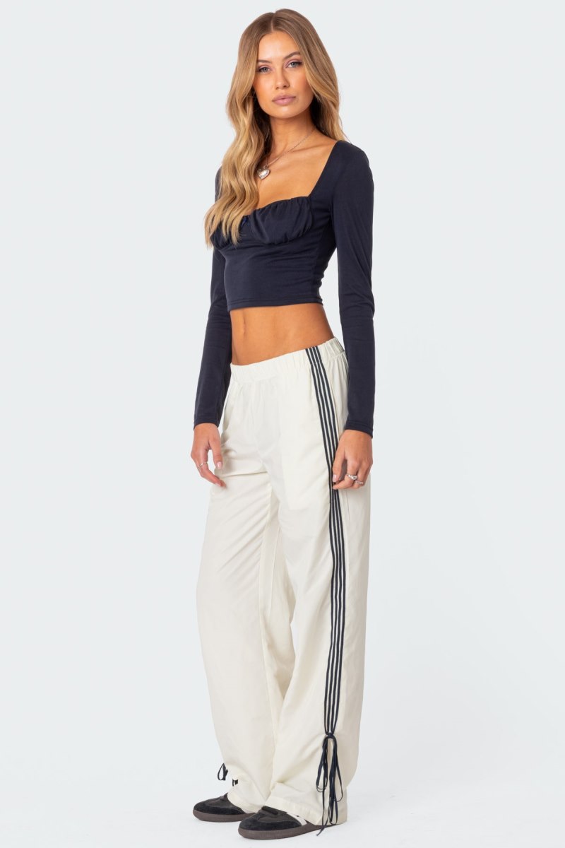 Edikted Remy Ribbon Track Pants Navy | USA JD676467V8