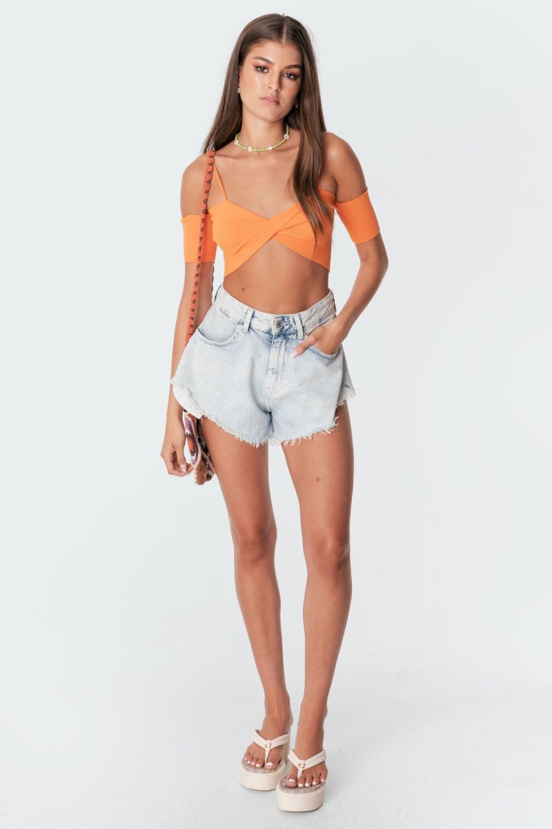 Edikted Ria Knitted Crop Knitted Tops Cream | USA CS425372L6
