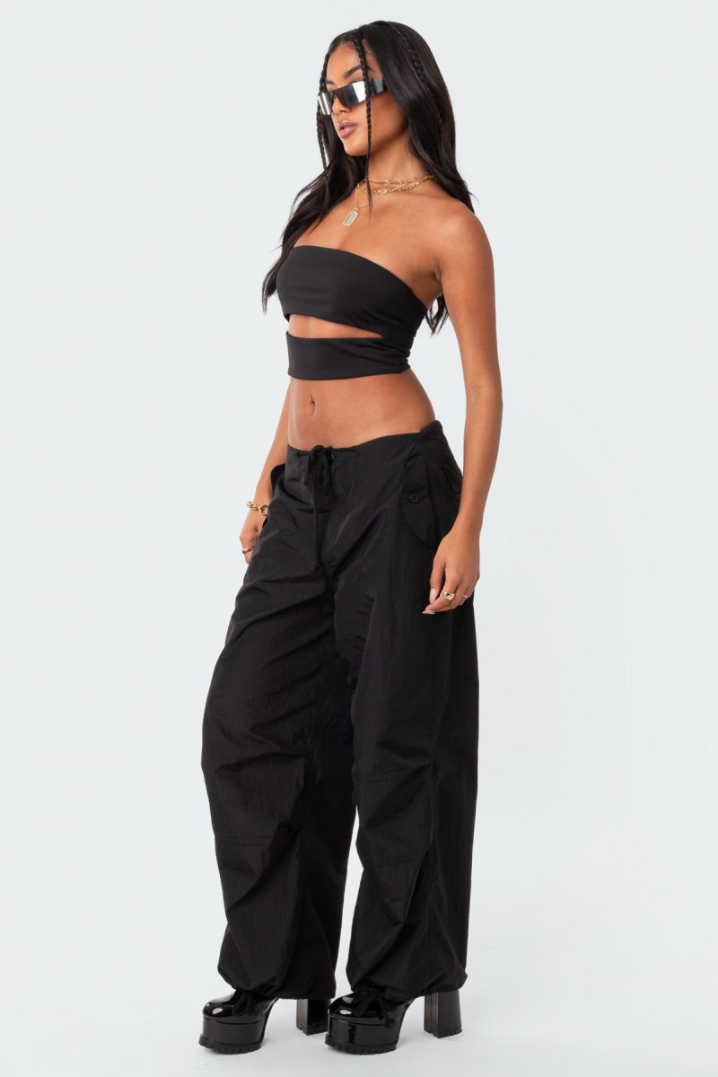 Edikted Rian Nylon Cargo Pants Black | USA CR447164P2