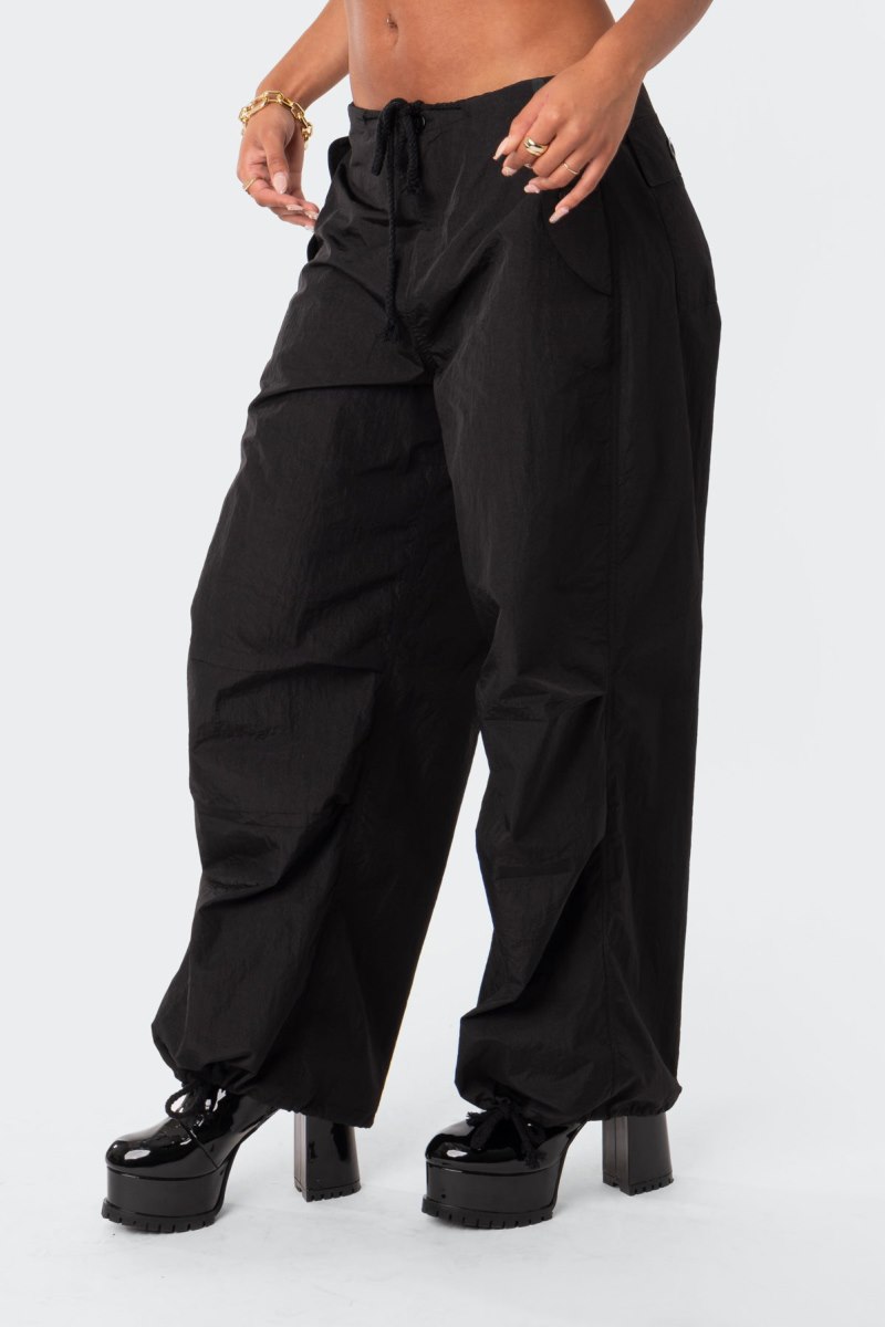 Edikted Rian Nylon Cargo Pants Black | USA CR447164P2