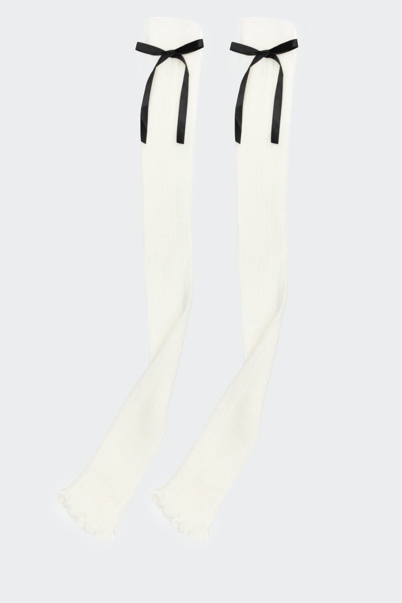 Edikted Ribbon Leg Warmers Socks White | USA AA830593C2