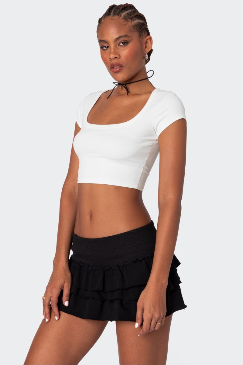Edikted Ricki Cropped T Shirts Black | USA MD301070G2