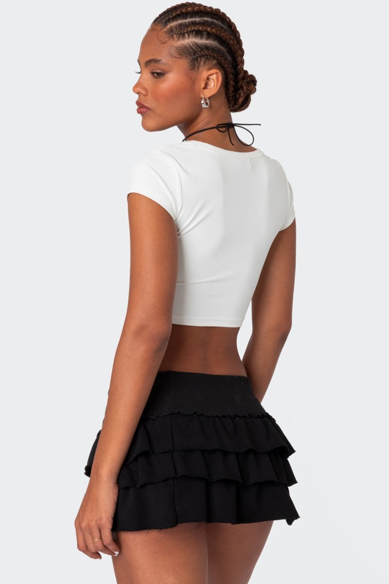 Edikted Ricki Cropped T Shirts Black | USA MD301070G2