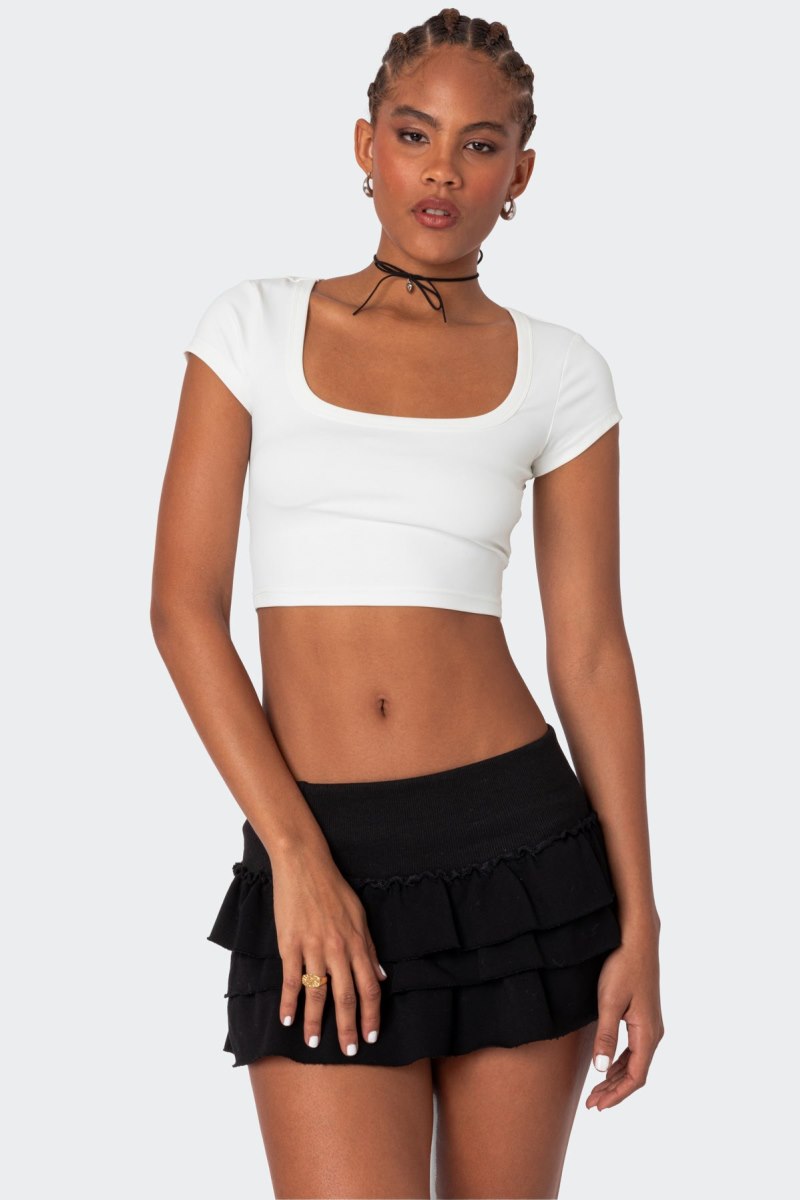 Edikted Ricki Cropped T Shirts Black | USA MD301070G2
