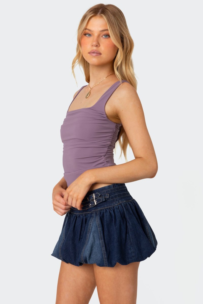 Edikted Rio Ruched Square Neck Tank Top Purple | USA PN310541V2