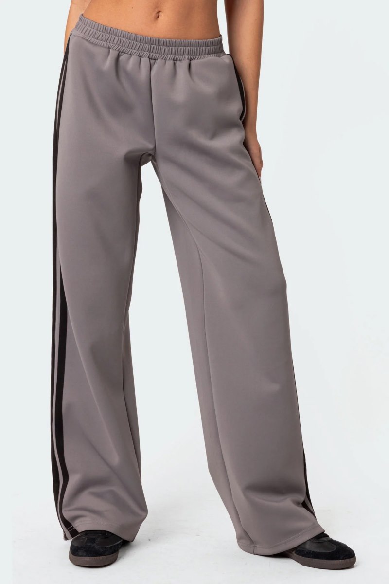 Edikted Robyn Track Sweatpants Dark Gray | USA EJ475437Y3
