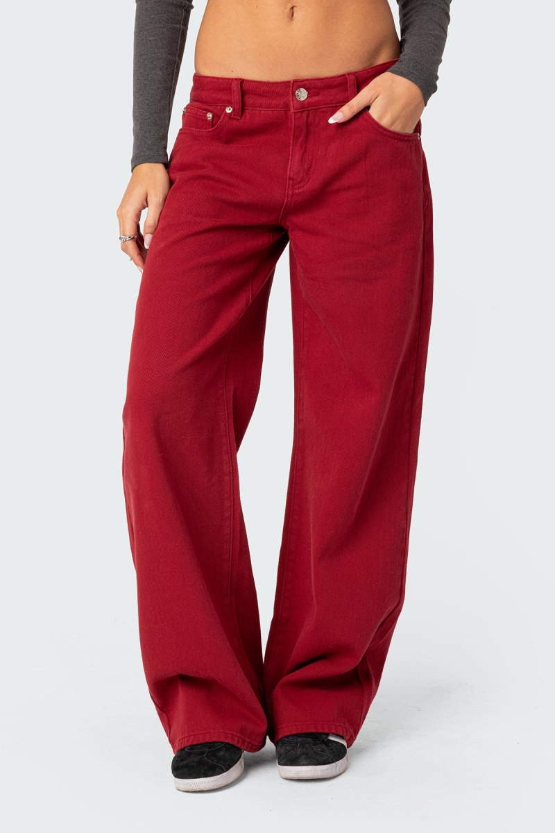 Edikted Roman Low Rise Slouchy Jeans Burgundy | USA ND531833B5