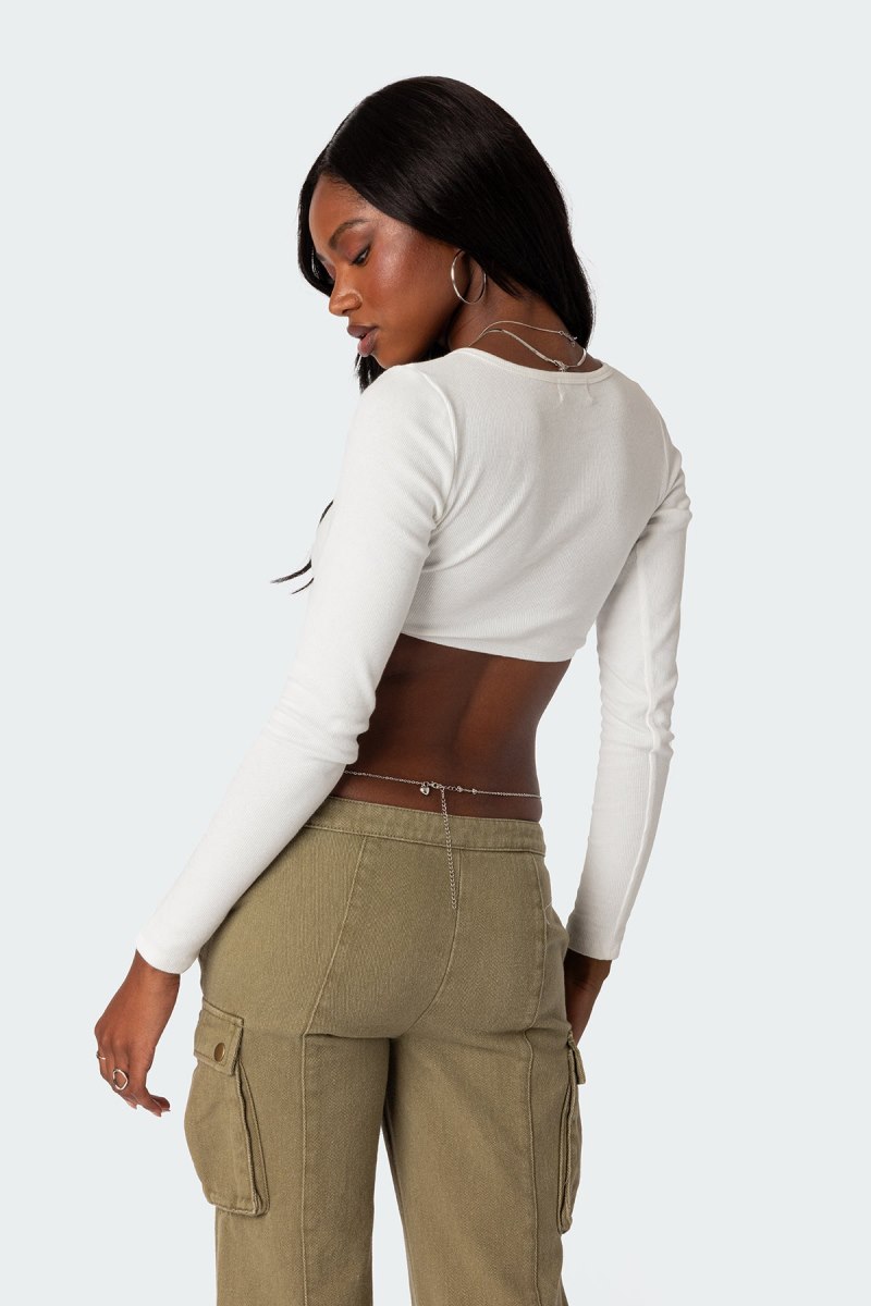 Edikted Romance Ribbed Crop Tops Black | USA PU937413P7