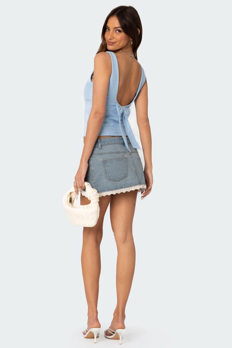 Edikted Ronda Bow Back Tank Top Light Blue | USA XW110151L6