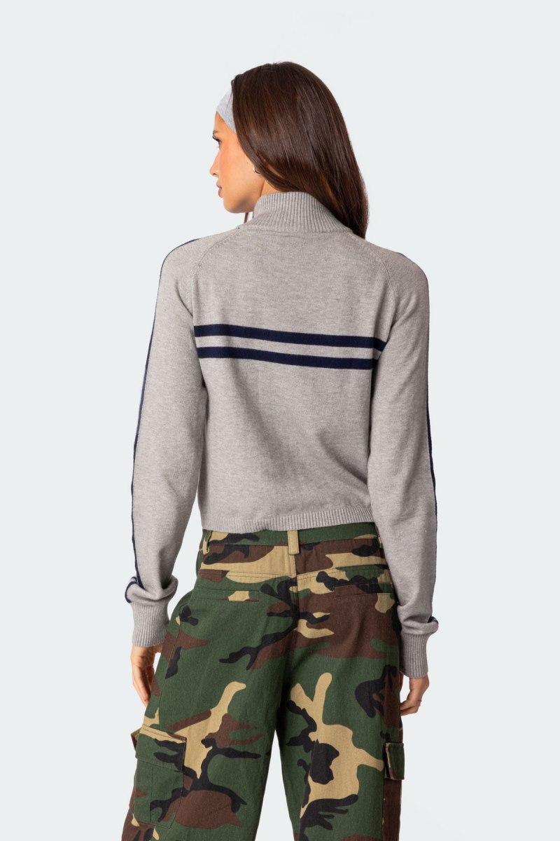 Edikted Roxanne Zip Up Knit Cardigan Gray Melange | USA BI226962J4