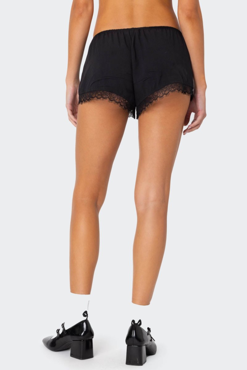 Edikted Rumi Lace Trim Shorts Black | USA BK632543I5