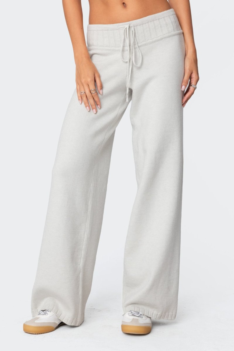 Edikted Russell Straight Leg Knit Pants Light Gray | USA OW429452Q2