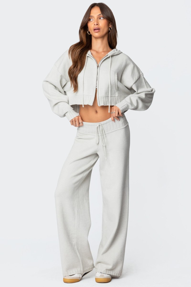 Edikted Russell Straight Leg Knit Pants Light Gray | USA OW429452Q2