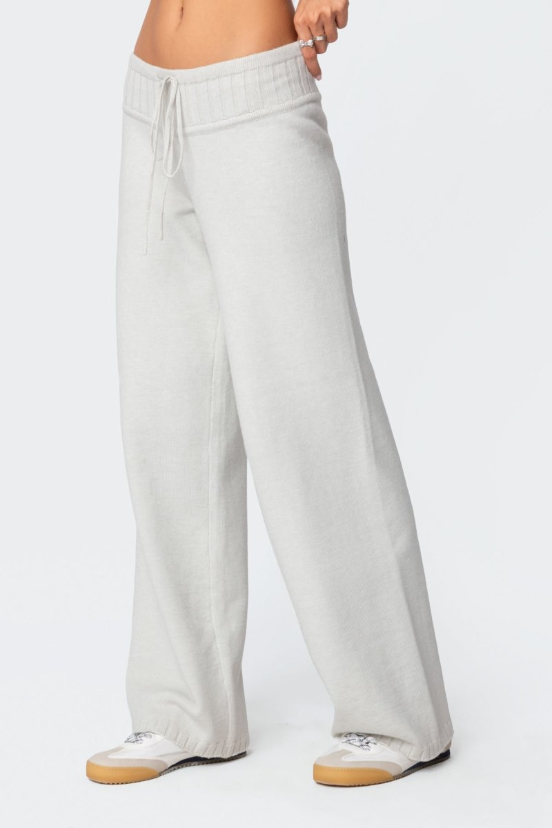 Edikted Russell Straight Leg Knit Pants Light Gray | USA OW429452Q2