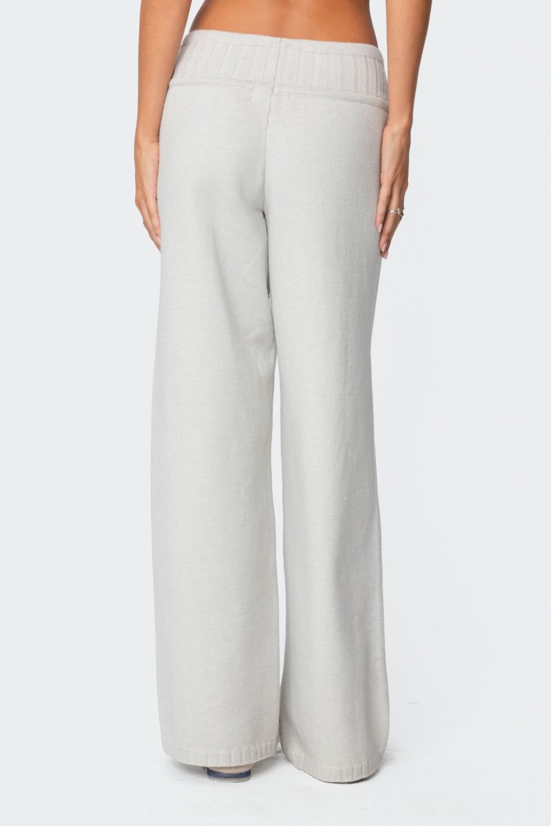 Edikted Russell Straight Leg Knit Pants Light Gray | USA OW429452Q2