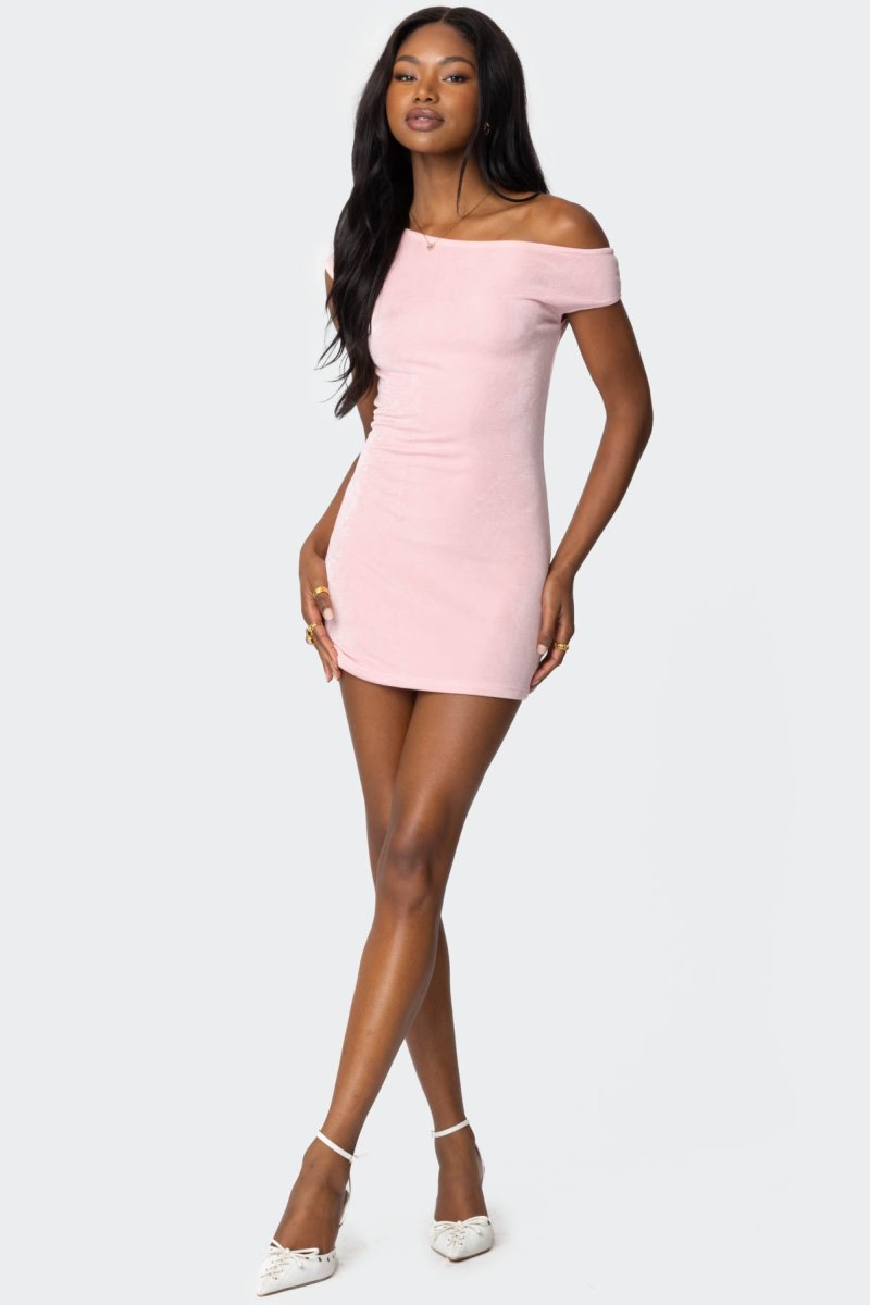 Edikted Ruthie Asymmetric Mini Dress Light Pink | USA DT462786F8