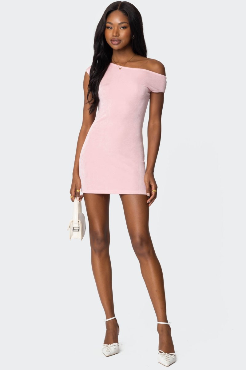 Edikted Ruthie Asymmetric Mini Dress Light Pink | USA DT462786F8