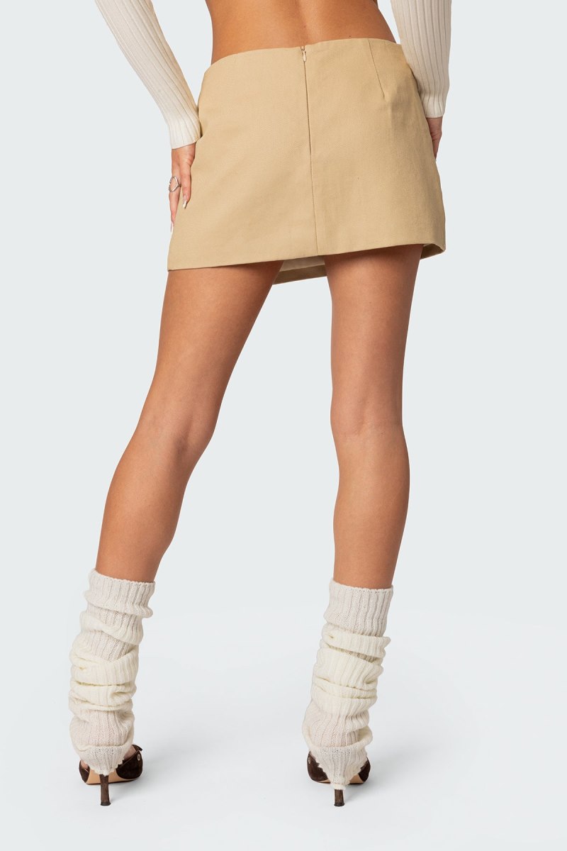 Edikted Ryder Belted Mini Skirts Beige | USA IB928182K9