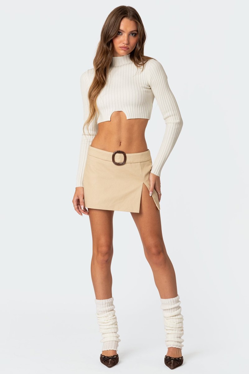 Edikted Ryder Belted Mini Skirts Beige | USA IB928182K9