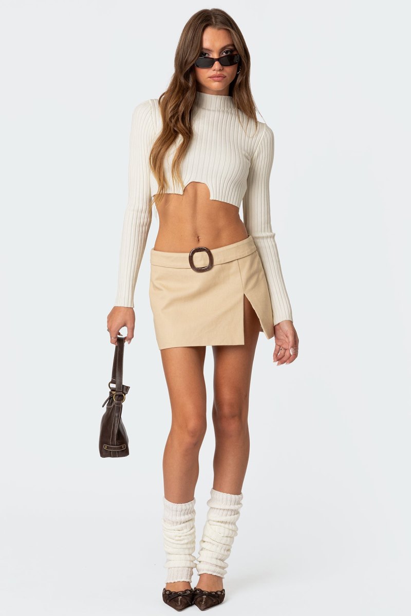 Edikted Ryder Belted Mini Skirts Beige | USA IB928182K9
