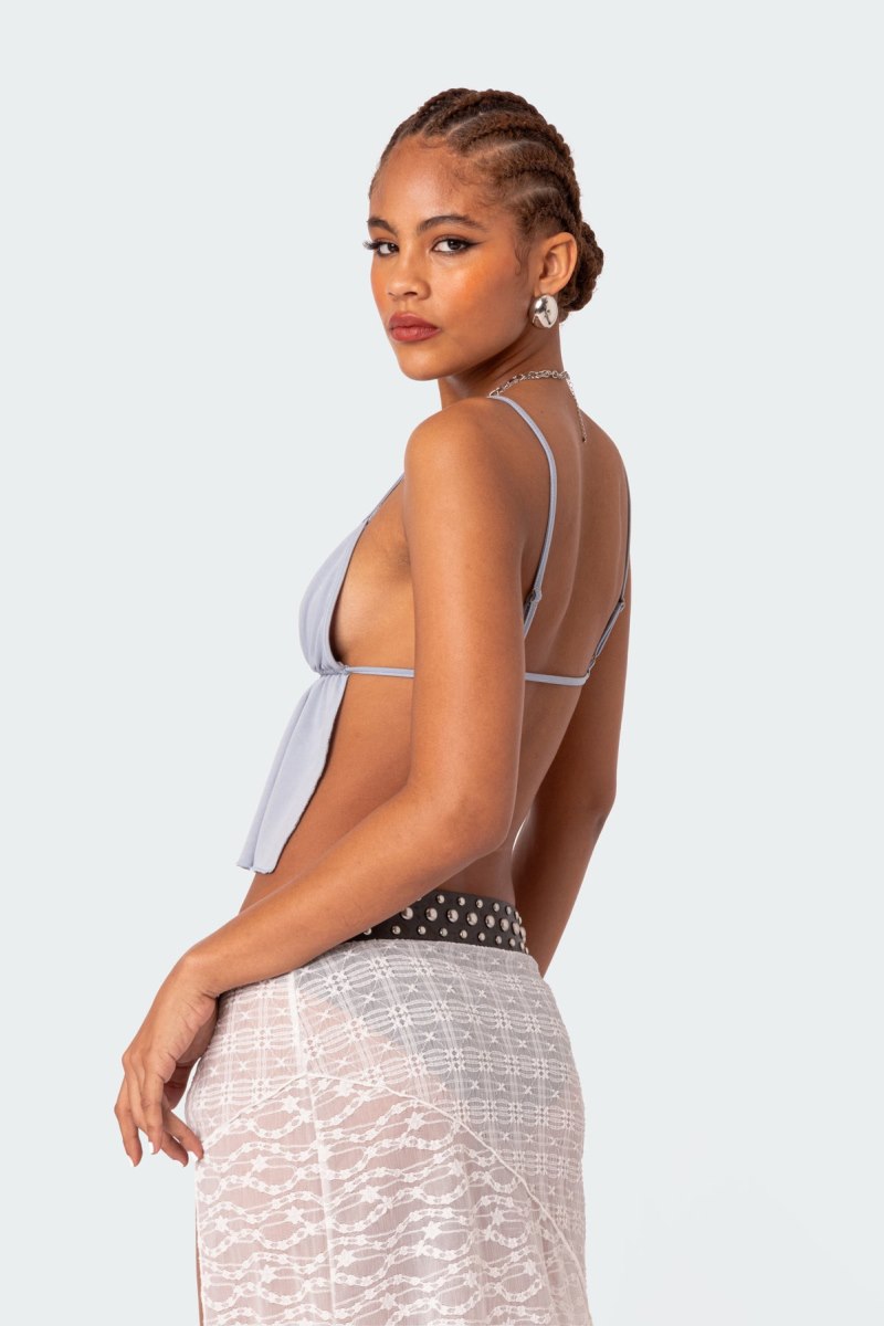 Edikted Rylee Tie Front Open Back Tank Top Black | USA JA864176P9