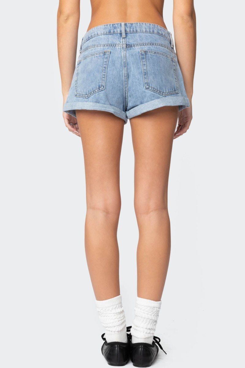 Edikted Rylin Low-Rise Denim Shorts Light Blue | USA LM167306T3