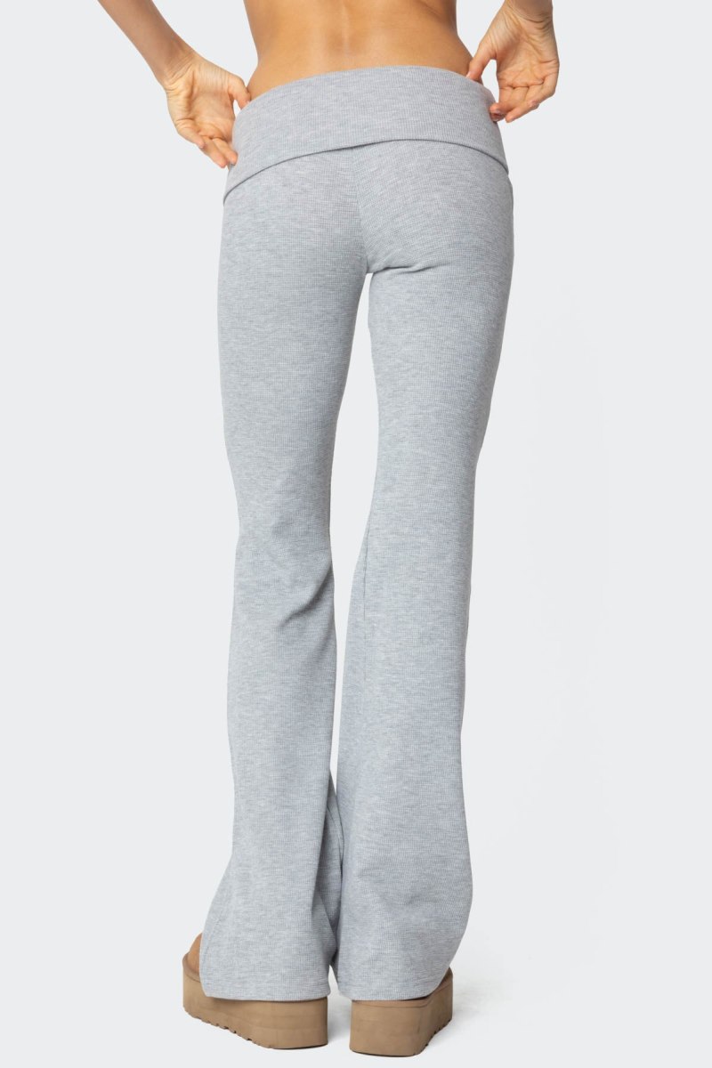 Edikted Sab Fold Over Waffle Knit Pants Gray Melange | USA VG727232F7