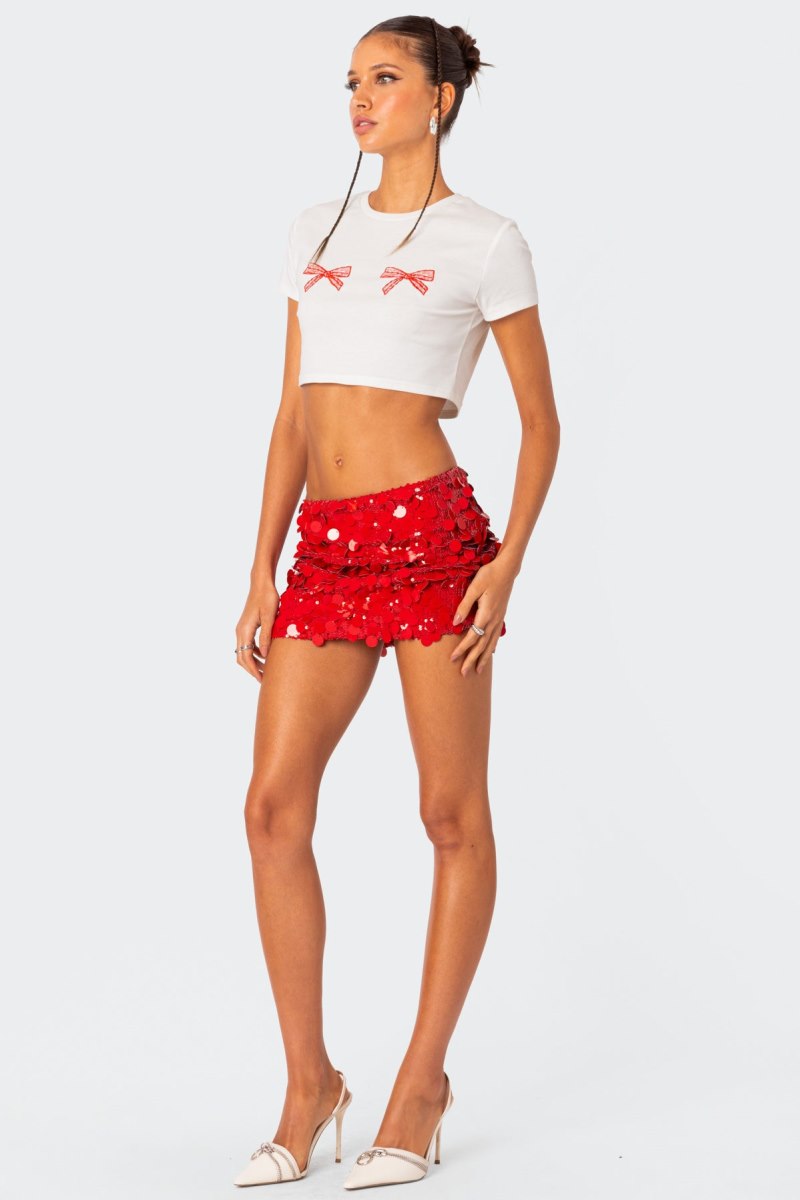 Edikted Sabina Low-Rise Sequin Mini Skirts Black | USA KN781298N1