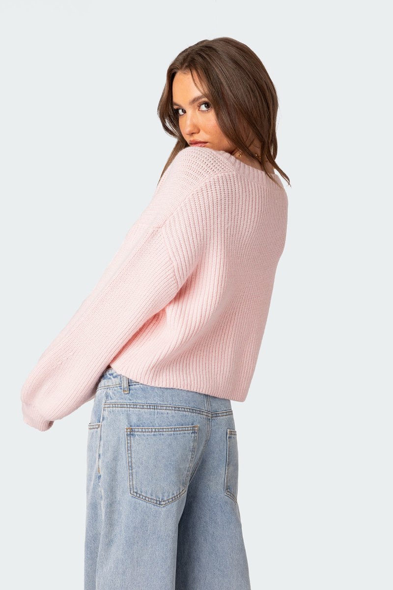 Edikted Sabrina Chunky Knit Cropped Cardigan Brown | USA KD004660S5