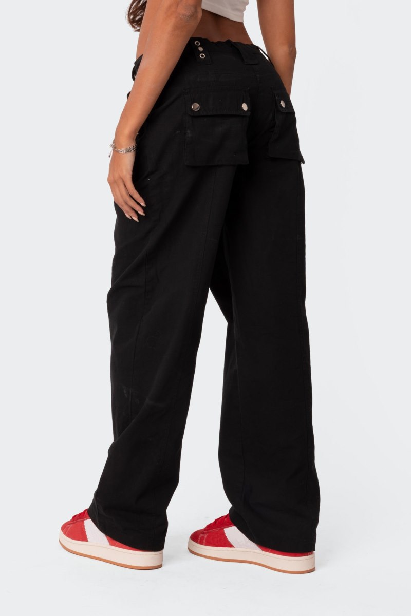 Edikted Saphire Low Rise Cargo Pants Black | USA JA688318K2