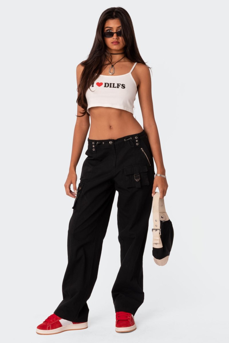 Edikted Saphire Low Rise Cargo Pants Black | USA JA688318K2