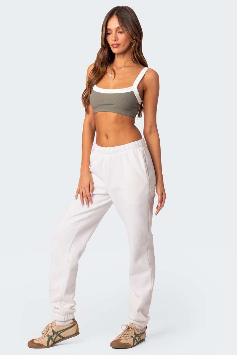 Edikted Sariah Ribbed Crop Tops Olive | USA AN750585F1